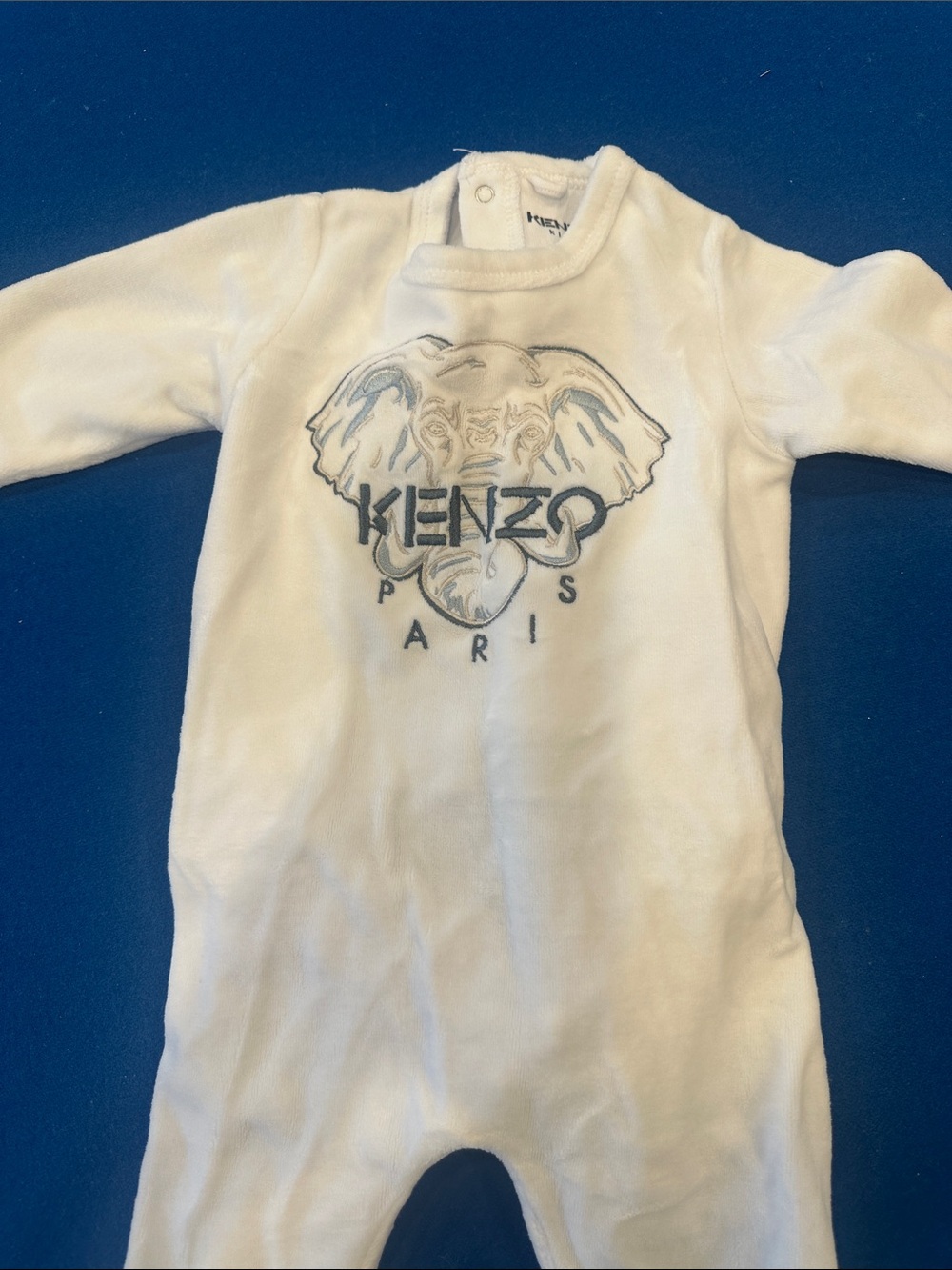 Kenzo White Baby Romper with Elephant Logo